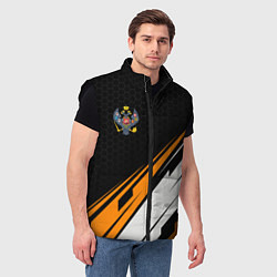 Мужской жилет Российская империя - оранжевый спорт, цвет: 3D-черный — фото 2