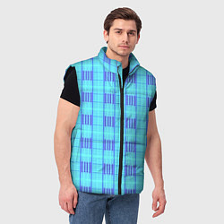 Мужской жилет Color neon light blue purple stripes, цвет: 3D-черный — фото 2