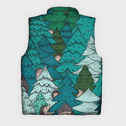 Мужской жилет Ежи в еловом лесу / 3D-Черный – фото 2