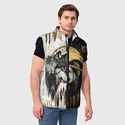 Мужской жилет Волк и девушка индеец как инь янь, цвет: 3D-черный — фото 2