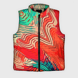 Мужской жилет Красно-зелёный полосатая абстракция