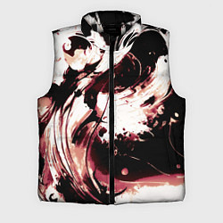 Мужской жилет Чёрно-красный абстракция волна, цвет: 3D-черный