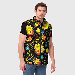 Мужской жилет Хохлома узор, цвет: 3D-черный — фото 2