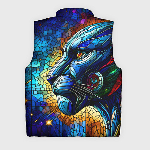 Мужской жилет Морда космической пантеры - неоновое свечение / 3D-Черный – фото 2