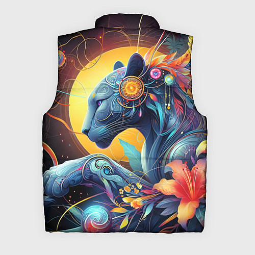 Мужской жилет Сказочная пантера - нейроарт фантазия / 3D-Черный – фото 2