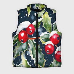 Мужской жилет Зимний остролист, цвет: 3D-черный