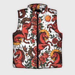 Мужской жилет Красный конь в стиле татуировки, цвет: 3D-черный