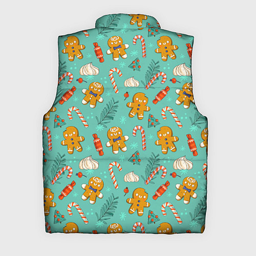 Мужской жилет Новогодний паттерн печенье с конфетами / 3D-Черный – фото 2