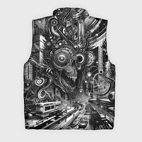 Мужской жилет Cyber urban skull - ai art fantasy / 3D-Черный – фото 2