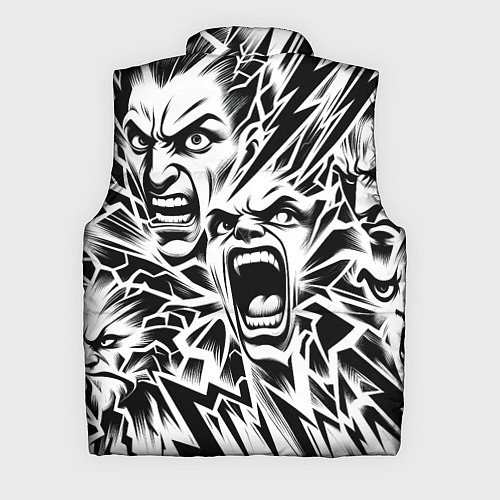 Мужской жилет Свирепые лица и молнии - нейроарт / 3D-Черный – фото 2