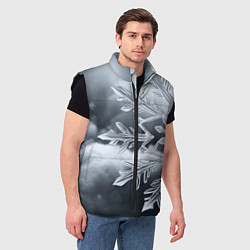 Мужской жилет Снежинка на черно белое, цвет: 3D-черный — фото 2