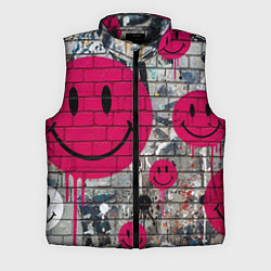 Мужской жилет Розовые смайлы граффити, цвет: 3D-черный