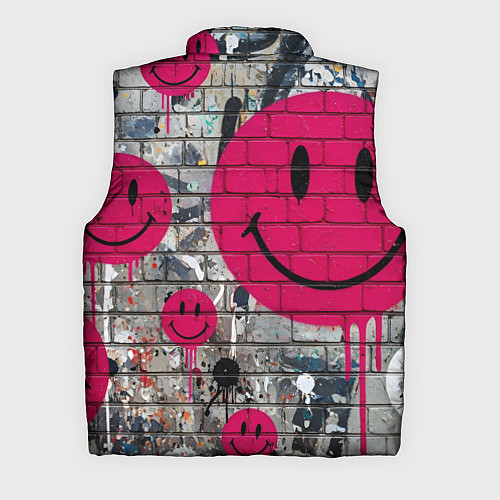 Мужской жилет Розовые смайлы граффити / 3D-Черный – фото 2