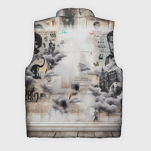 Мужской жилет Кошка Корниш-рекс - ретро граффити / 3D-Черный – фото 2