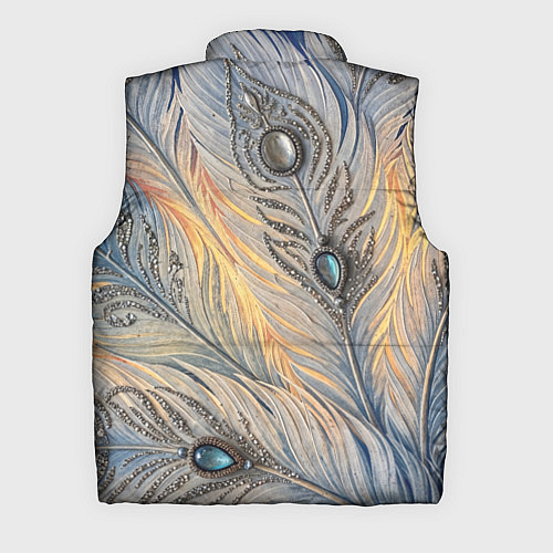 Мужской жилет Синие перья с самоцветами / 3D-Черный – фото 2