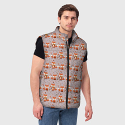 Мужской жилет Лиса с цветами и листьями паттерн, цвет: 3D-черный — фото 2
