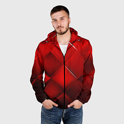 Ветровка с капюшоном мужская Red squares, цвет: 3D-черный — фото 2