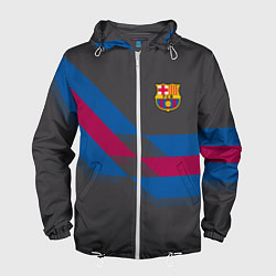 Ветровка с капюшоном мужская Barcelona FC: Dark style, цвет: 3D-белый
