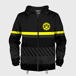 Ветровка с капюшоном мужская FC Borussia 2018 Original #3, цвет: 3D-черный