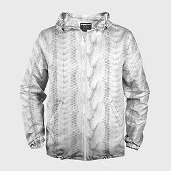 Ветровка с капюшоном мужская Вязанная ткань, цвет: 3D-белый
