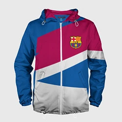 Ветровка с капюшоном мужская FC Barcelona: Sport Geometry, цвет: 3D-белый
