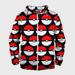 Ветровка с капюшоном мужская Pokeball Pattern, цвет: 3D-белый