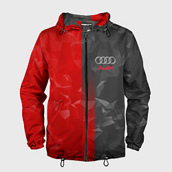 Ветровка с капюшоном мужская Audi: Red & Grey poly, цвет: 3D-черный