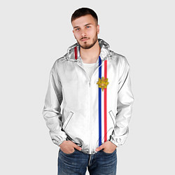 Ветровка с капюшоном мужская Франция: лента с гербом, цвет: 3D-белый — фото 2