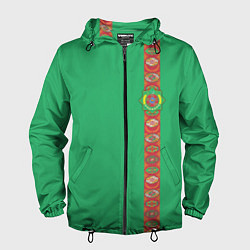 Ветровка с капюшоном мужская Туркменистан, лента с гербом, цвет: 3D-черный