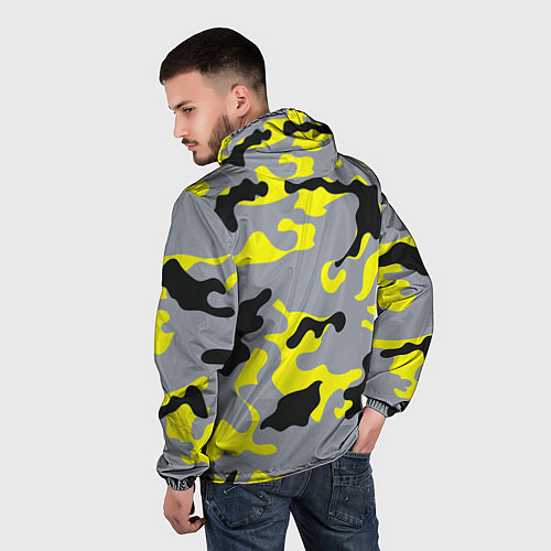 Мужская ветровка Yellow & Grey Camouflage / 3D-Черный – фото 4