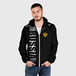 Ветровка с капюшоном мужская Russia: Black Line, цвет: 3D-белый — фото 2