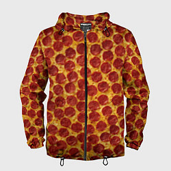 Ветровка с капюшоном мужская Пицца пепперони, цвет: 3D-черный