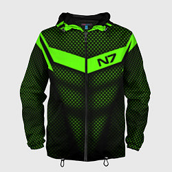 Ветровка с капюшоном мужская N7: Green Armor, цвет: 3D-черный
