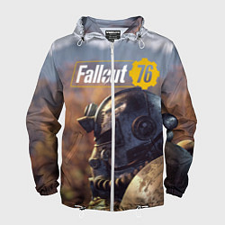 Ветровка с капюшоном мужская Fallout 76, цвет: 3D-белый