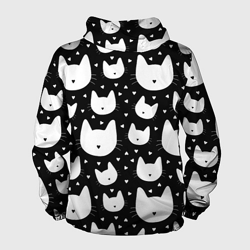 Мужская ветровка Love Cats Pattern / 3D-Белый – фото 2