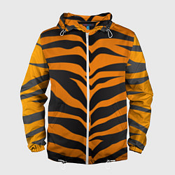 Ветровка с капюшоном мужская Шкура тигра, цвет: 3D-белый