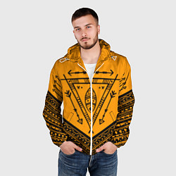 Ветровка с капюшоном мужская Native American: Yellow Style, цвет: 3D-белый — фото 2