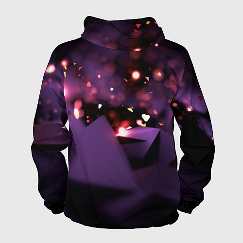 Мужская ветровка Фиолетовая абстракция с блестками / 3D-Белый – фото 2