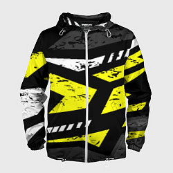 Ветровка с капюшоном мужская Black yellow abstract sport style, цвет: 3D-белый
