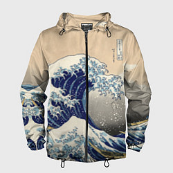 Ветровка с капюшоном мужская Kanagawa Wave Art, цвет: 3D-черный