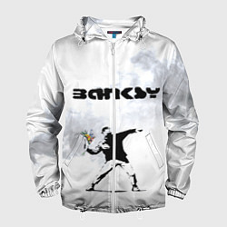 Ветровка с капюшоном мужская Banksy, цвет: 3D-белый