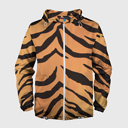 Ветровка с капюшоном мужская Тигриный камуфляж, цвет: 3D-белый