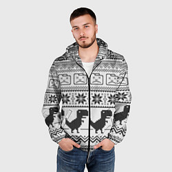 Ветровка с капюшоном мужская Свитер с T-rex'ами, цвет: 3D-черный — фото 2