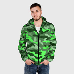 Ветровка с капюшоном мужская CAMOUFLAGE GREEN, цвет: 3D-черный — фото 2