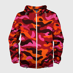 Ветровка с капюшоном мужская CAMOUFLAGE RED, цвет: 3D-белый