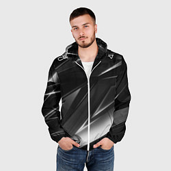 Ветровка с капюшоном мужская GEOMETRY STRIPES BLACK & WHITE, цвет: 3D-белый — фото 2