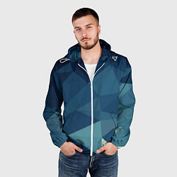 Ветровка с капюшоном мужская DARK BLUE, цвет: 3D-белый — фото 2