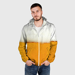 Ветровка с капюшоном мужская Я ПИВО!, цвет: 3D-белый — фото 2