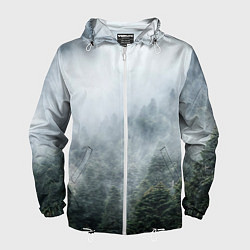 Ветровка с капюшоном мужская Туманный лес, цвет: 3D-белый