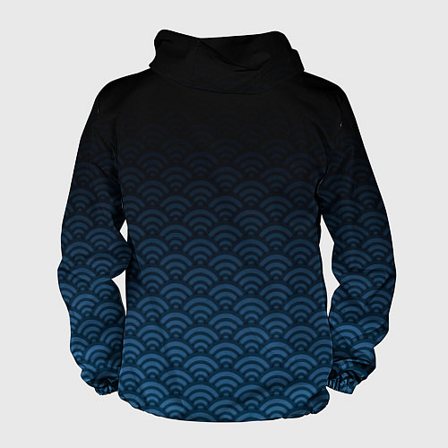 Мужская ветровка Узор круги темный синий / 3D-Белый – фото 2